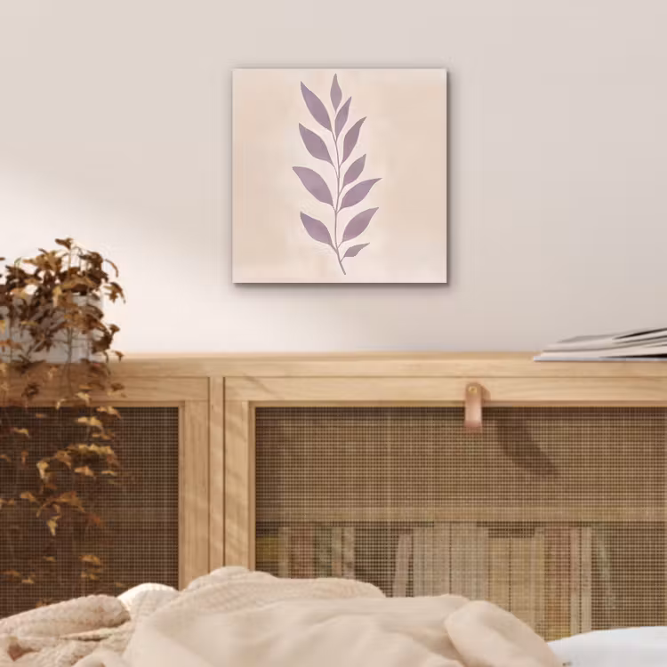 Aluminium schilderij - Tak - Bladeren - Minimalistisch - Beige — 4