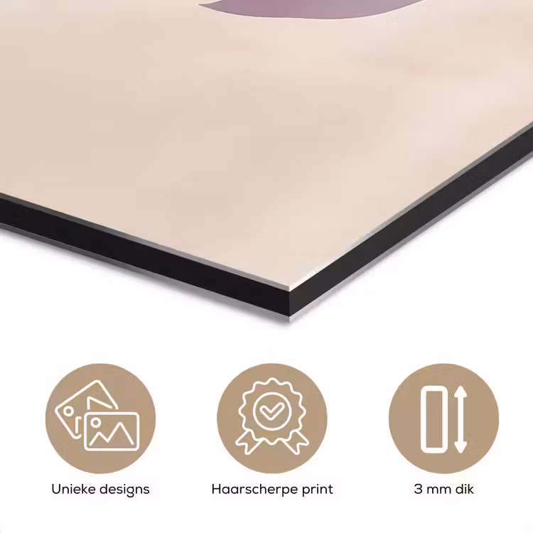 Aluminium schilderij - Tak - Bladeren - Minimalistisch - Beige — 7