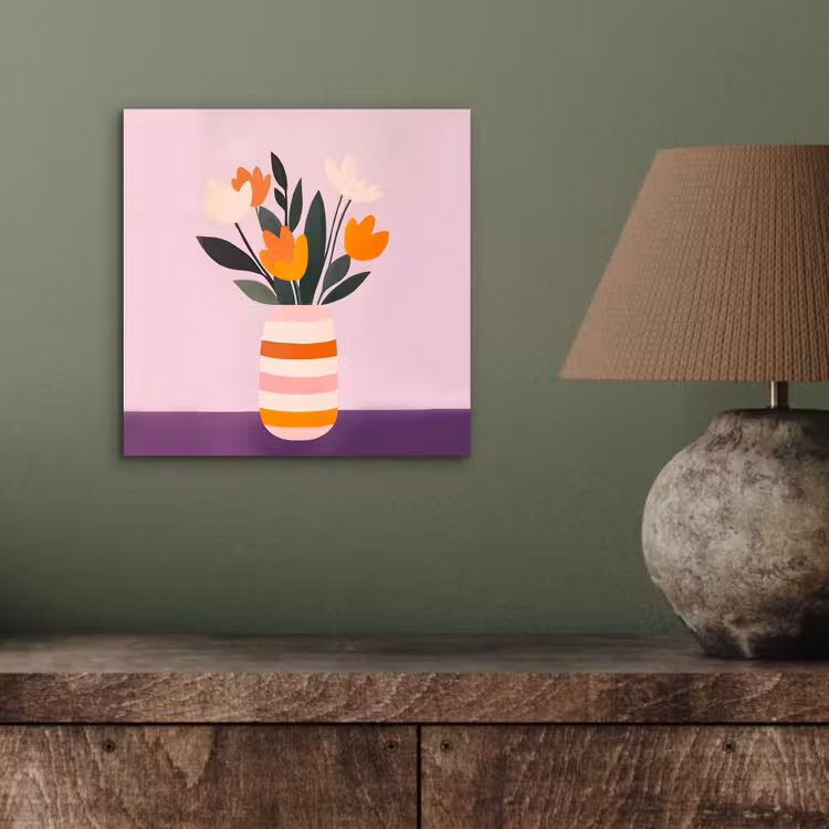 Aluminium schilderij - Tulpen - Vaas - Strepen - Paars — 3