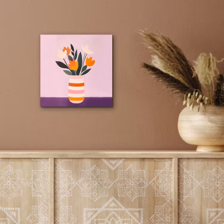 Aluminium schilderij - Tulpen - Vaas - Strepen - Paars — 5