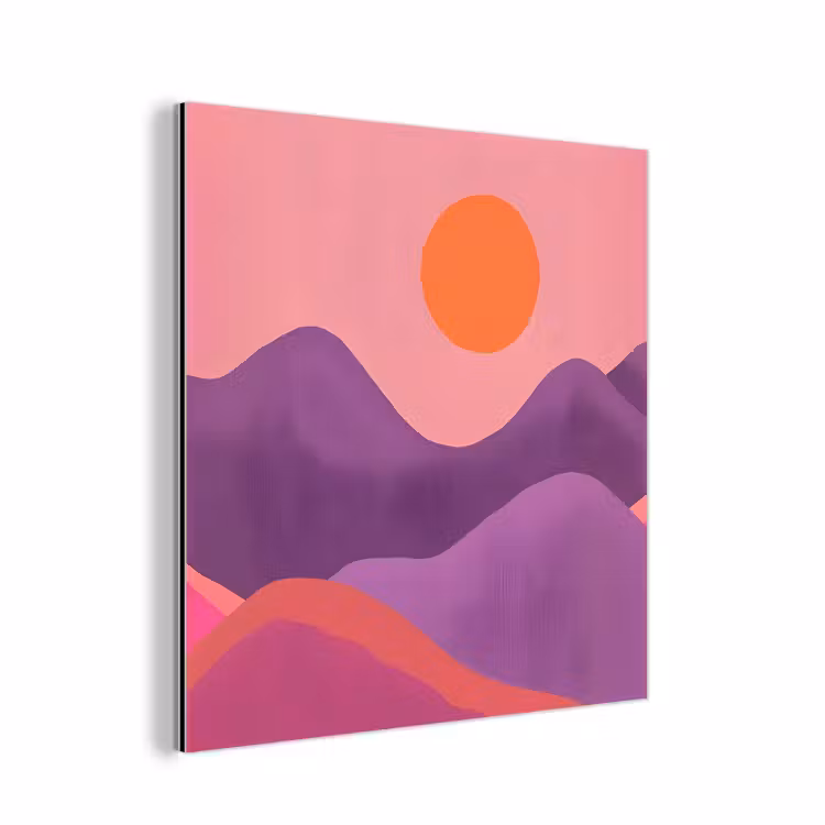 Aluminium schilderij - Zon - Heuvels - Paars - Abstract — 1