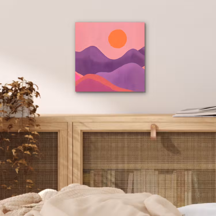 Aluminium schilderij - Zon - Heuvels - Paars - Abstract — 4