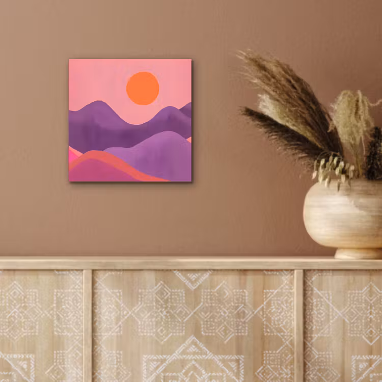 Aluminium schilderij - Zon - Heuvels - Paars - Abstract — 5