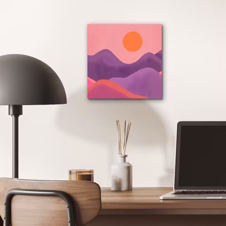 Aluminium schilderij - Zon - Heuvels - Paars - Abstract — 6