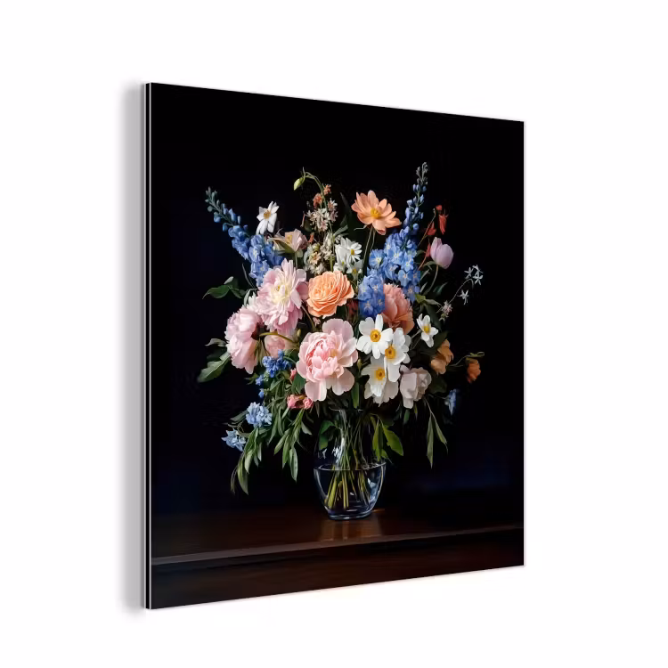 Aluminium schilderij - Pastel - Bloemen - Glazen - Vaas — 1