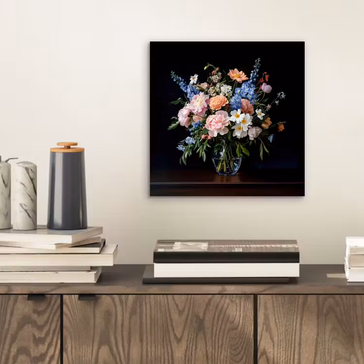 Aluminium schilderij - Pastel - Bloemen - Glazen - Vaas — 2