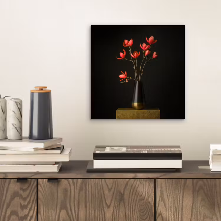 Aluminium schilderij - Rode - Bloemen - Vaas — 2