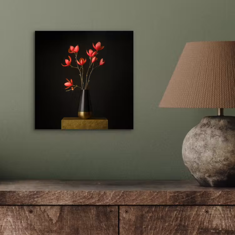 Aluminium schilderij - Rode - Bloemen - Vaas — 3