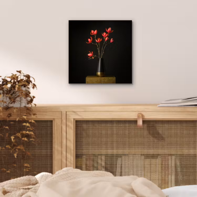 Aluminium schilderij - Rode - Bloemen - Vaas — 4