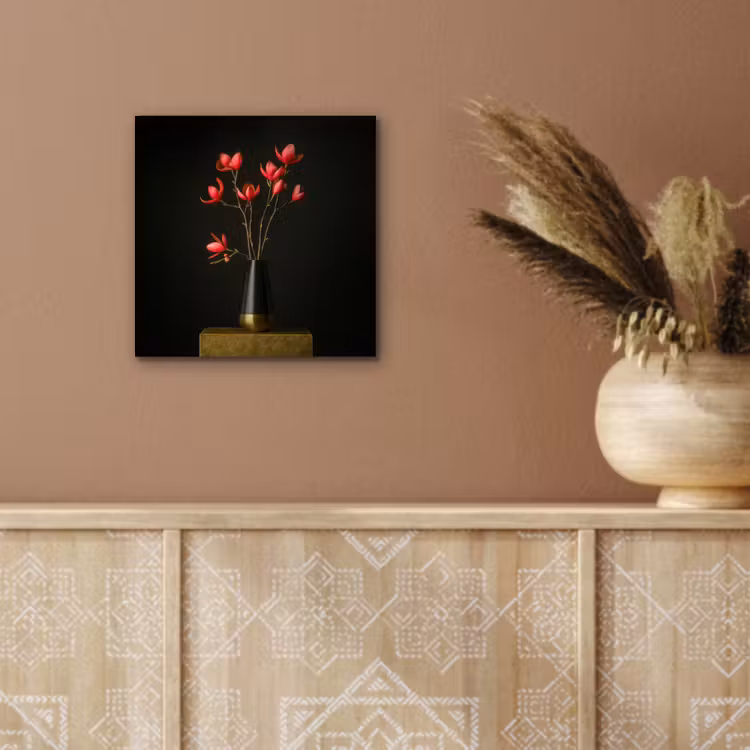 Aluminium schilderij - Rode - Bloemen - Vaas — 5