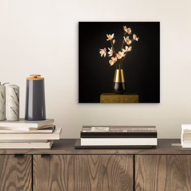 Aluminium schilderij - Sierlijk - Boeket - Goud - Vaas — 2