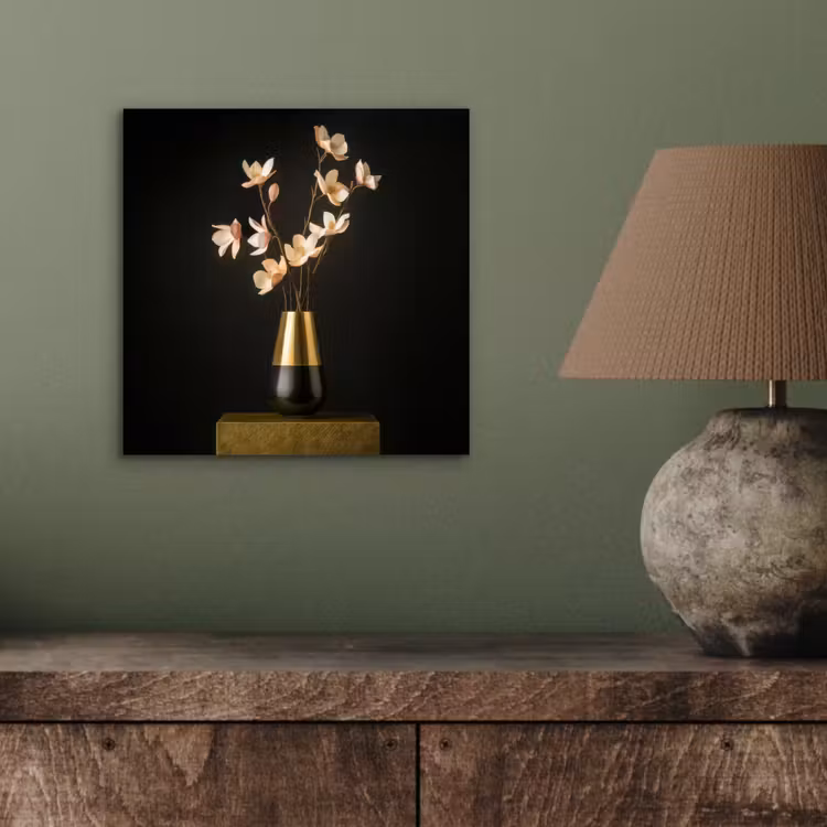 Aluminium schilderij - Sierlijk - Boeket - Goud - Vaas — 3