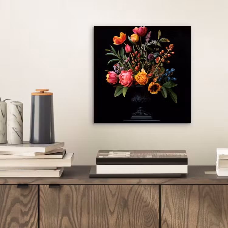 Aluminium schilderij - Tulpen - Bessen - Boeket - Vaas — 2