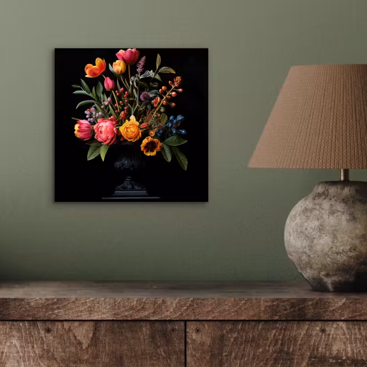Aluminium schilderij - Tulpen - Bessen - Boeket - Vaas — 3