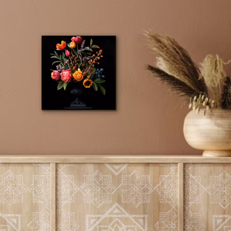 Aluminium schilderij - Tulpen - Bessen - Boeket - Vaas — 5