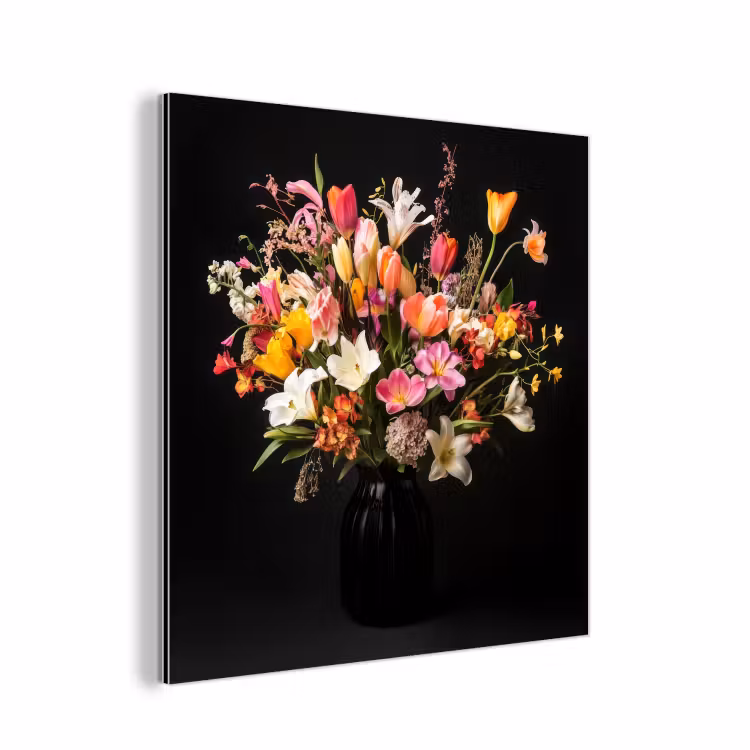 Aluminium schilderij - Vaas - Bloemen - Tulpen — 1