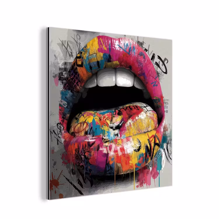 Aluminium schilderij - Lippen - Graffiti - Expressief — 1
