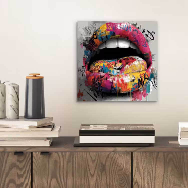 Aluminium schilderij - Lippen - Graffiti - Expressief — 2
