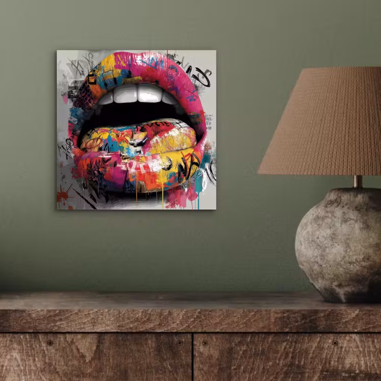 Aluminium schilderij - Lippen - Graffiti - Expressief — 3
