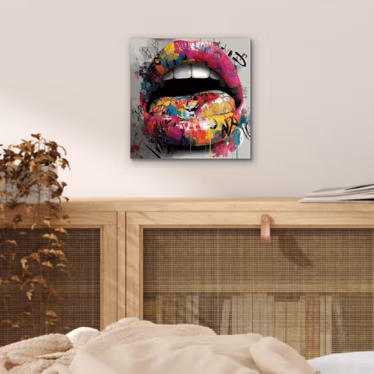 Aluminium schilderij - Lippen - Graffiti - Expressief — 4
