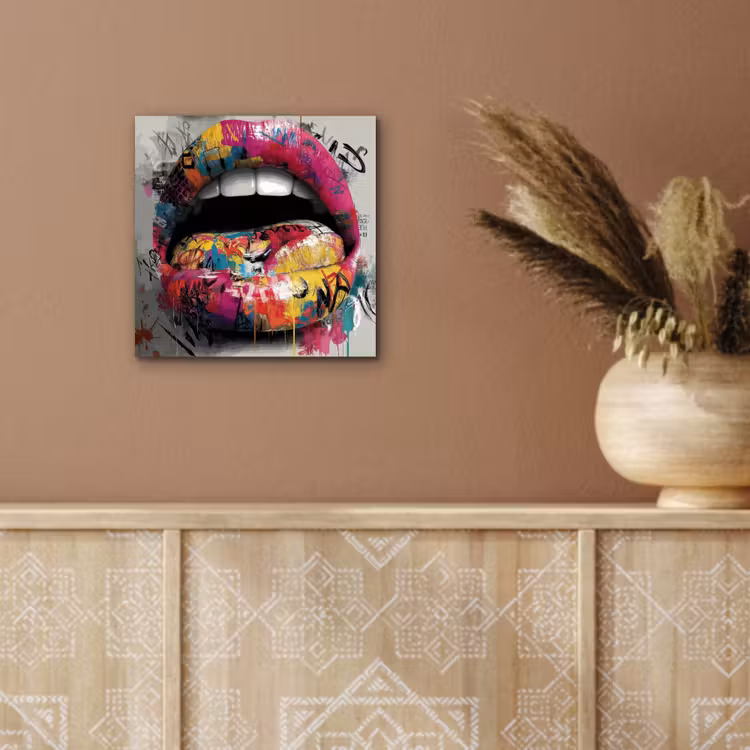 Aluminium schilderij - Lippen - Graffiti - Expressief — 5