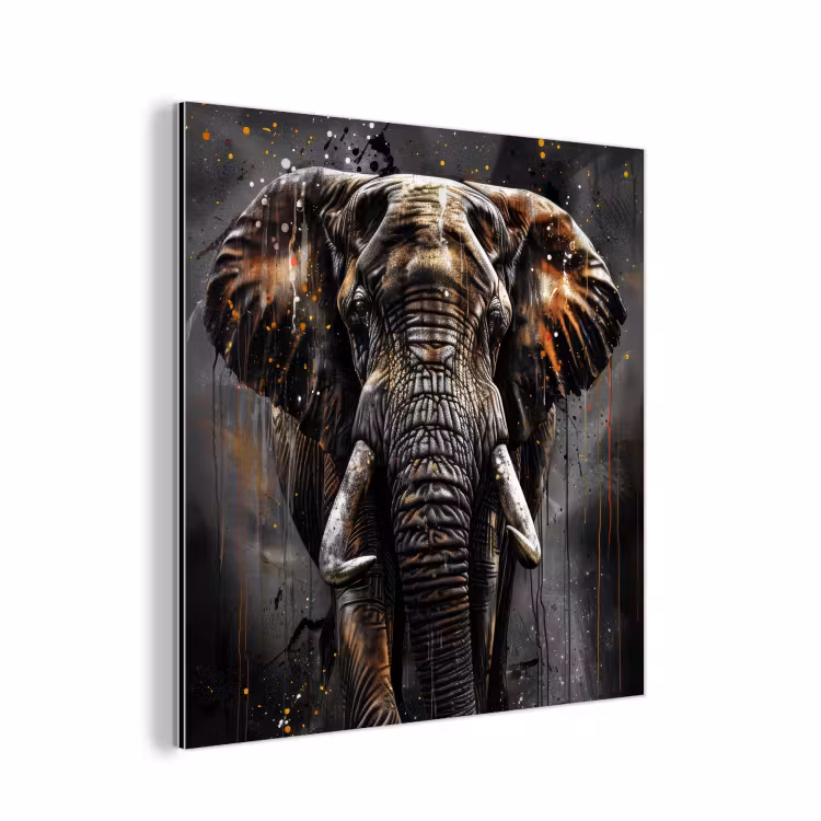 Aluminium schilderij - Olifant - Watercolor - Wilde dieren - Luxe — 1