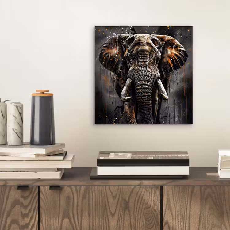 Aluminium schilderij - Olifant - Watercolor - Wilde dieren - Luxe — 2