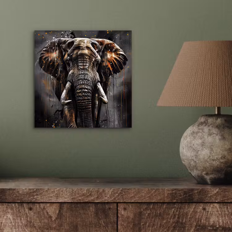 Aluminium schilderij - Olifant - Watercolor - Wilde dieren - Luxe — 3