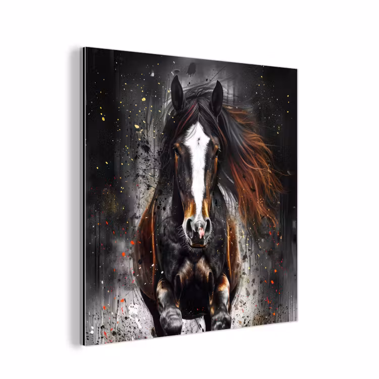 Aluminium schilderij - Paard - Dieren - Zwart - Luxe - Modern — 1
