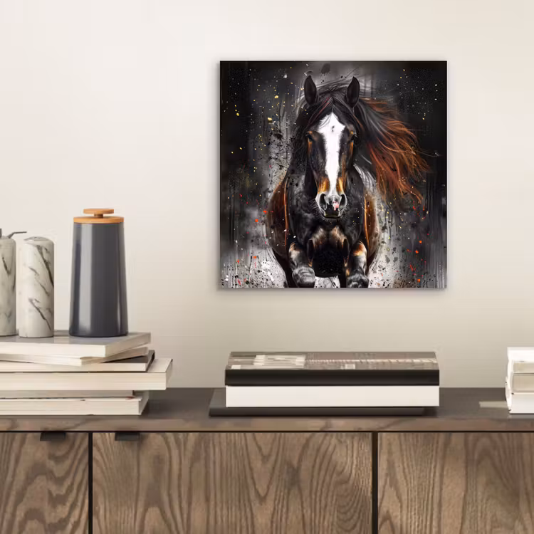 Aluminium schilderij - Paard - Dieren - Zwart - Luxe - Modern — 2