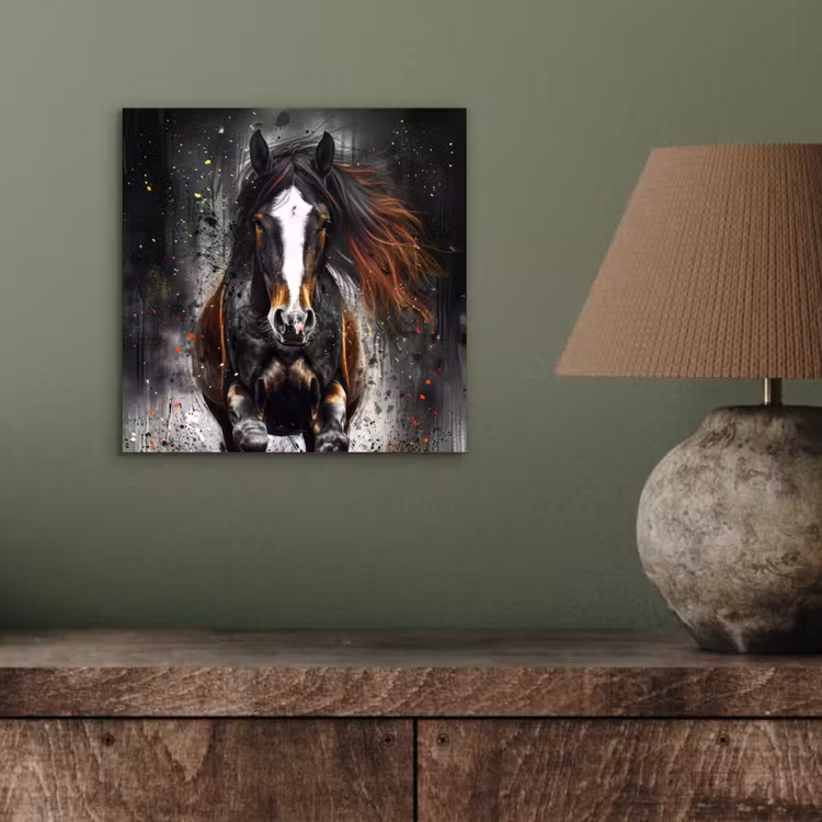 Aluminium schilderij - Paard - Dieren - Zwart - Luxe - Modern — 3