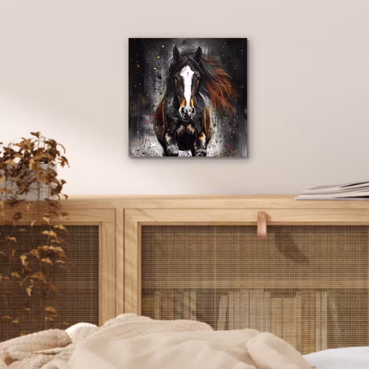 Aluminium schilderij - Paard - Dieren - Zwart - Luxe - Modern — 4