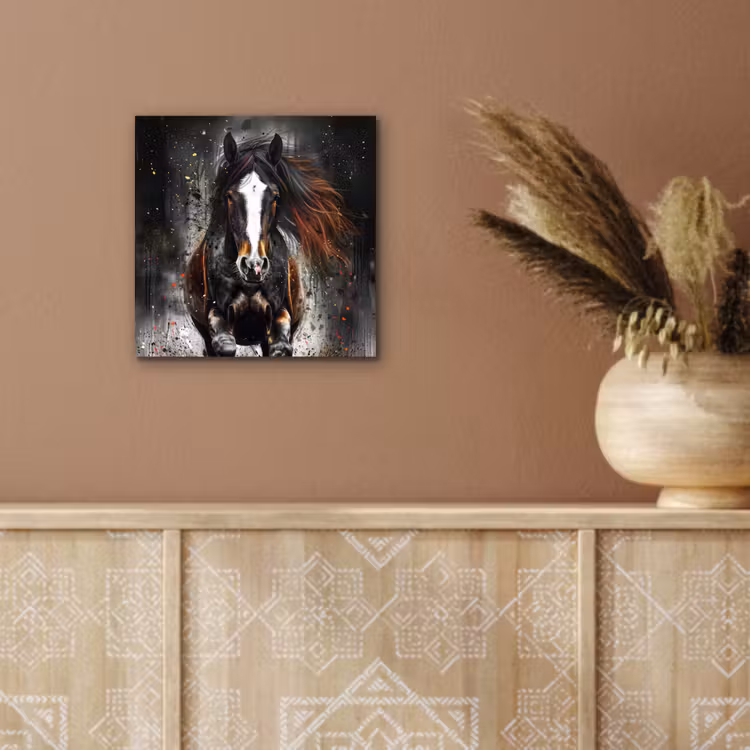 Aluminium schilderij - Paard - Dieren - Zwart - Luxe - Modern — 5