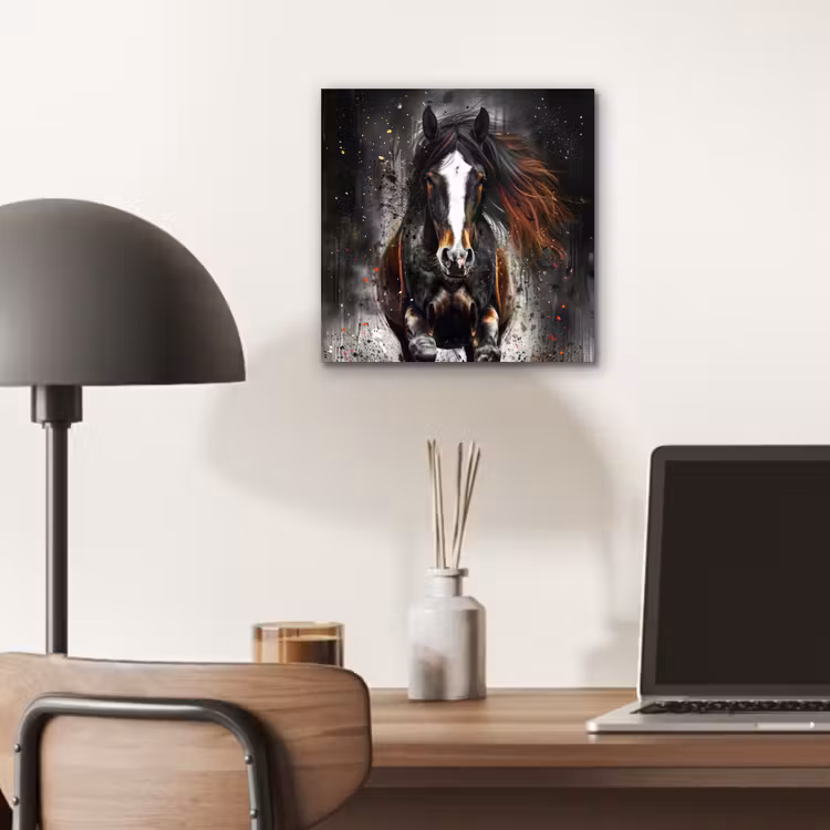 Aluminium schilderij - Paard - Dieren - Zwart - Luxe - Modern — 6