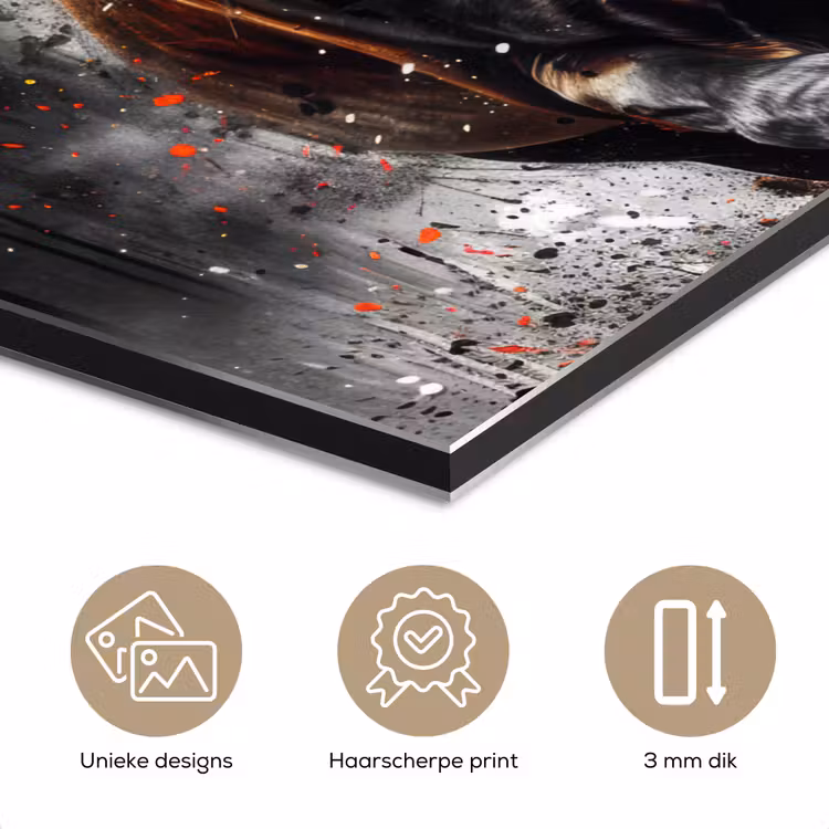 Aluminium schilderij - Paard - Dieren - Zwart - Luxe - Modern — 7