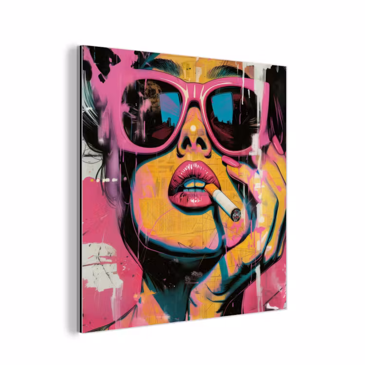 Aluminium schilderij - Portret - Vrouw - Abstract - Zonnebril — 1