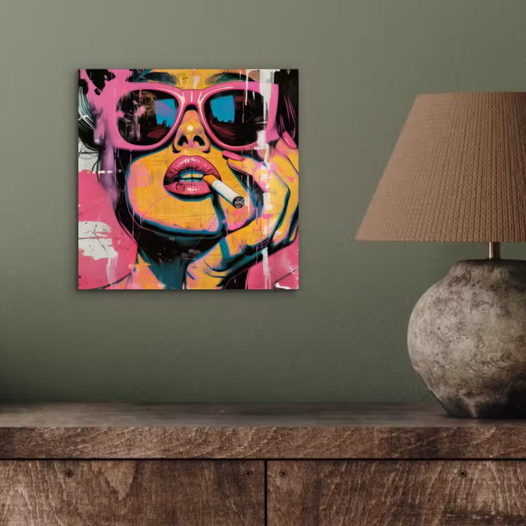 Aluminium schilderij - Portret - Vrouw - Abstract - Zonnebril — 3