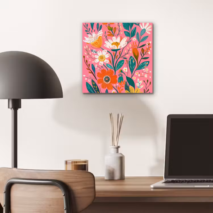 Aluminium schilderij - Roze - Bloemen - Wit - Oranje — 6
