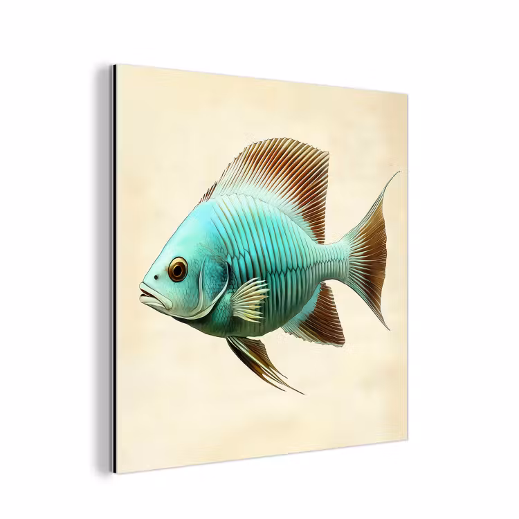 Aluminium schilderij - Schubben - Vis - Mint - Minimalistisch — 1