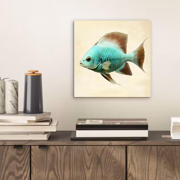 Aluminium schilderij - Schubben - Vis - Mint - Minimalistisch — 2