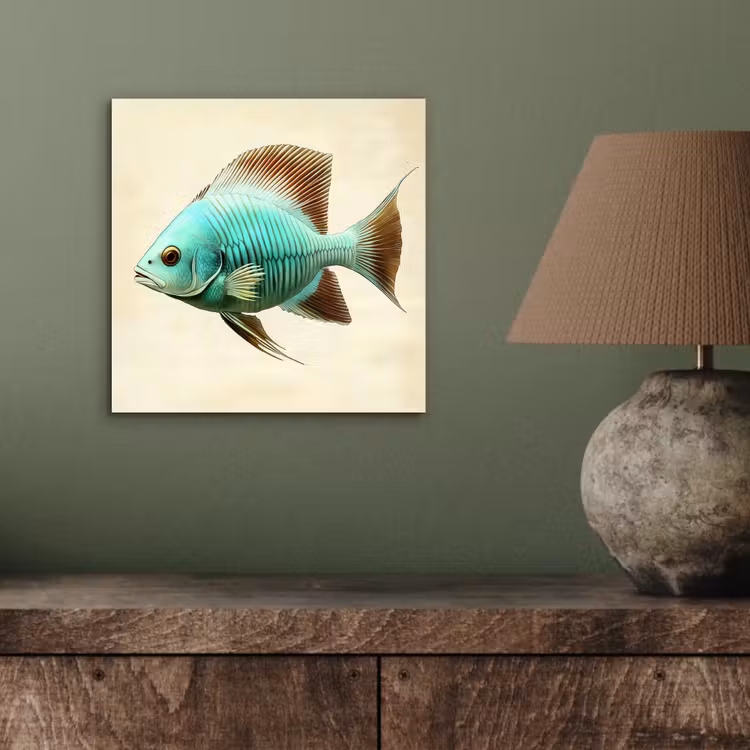 Aluminium schilderij - Schubben - Vis - Mint - Minimalistisch — 3