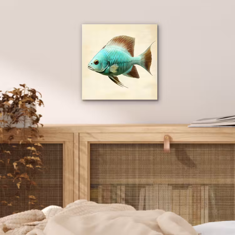 Aluminium schilderij - Schubben - Vis - Mint - Minimalistisch — 4
