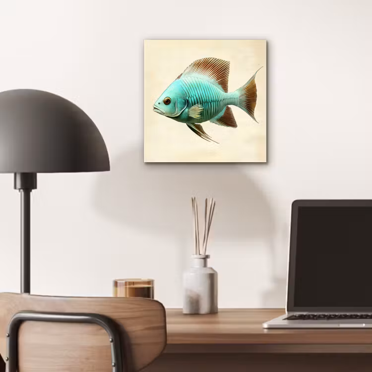 Aluminium schilderij - Schubben - Vis - Mint - Minimalistisch — 6