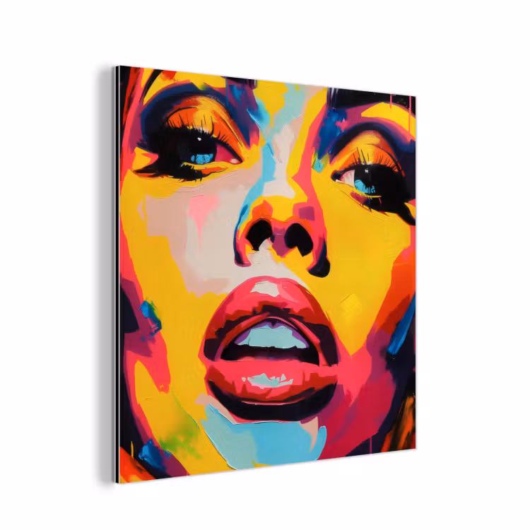 Aluminium schilderij - Vrouw - Gezicht - Kleurrijk — 1