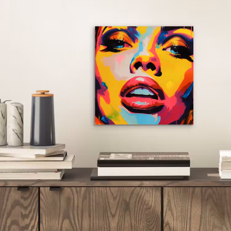 Aluminium schilderij - Vrouw - Gezicht - Kleurrijk — 2
