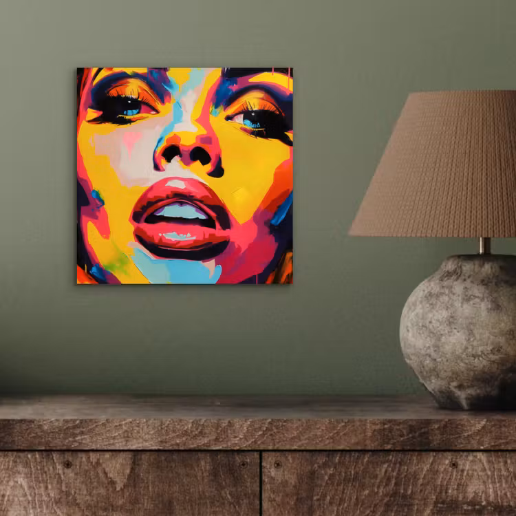 Aluminium schilderij - Vrouw - Gezicht - Kleurrijk — 3