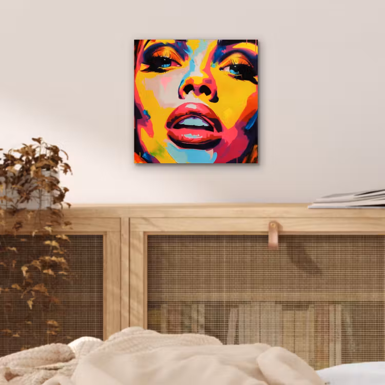 Aluminium schilderij - Vrouw - Gezicht - Kleurrijk — 4