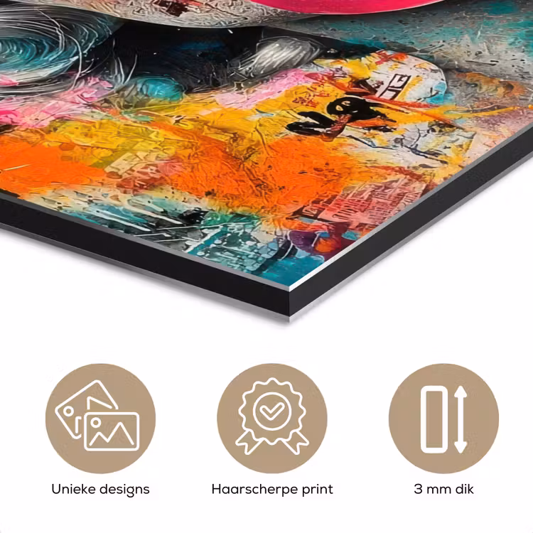 Aluminium schilderij - Vrouw - Kauwgom - Graffiti - Neonkleuren — 7