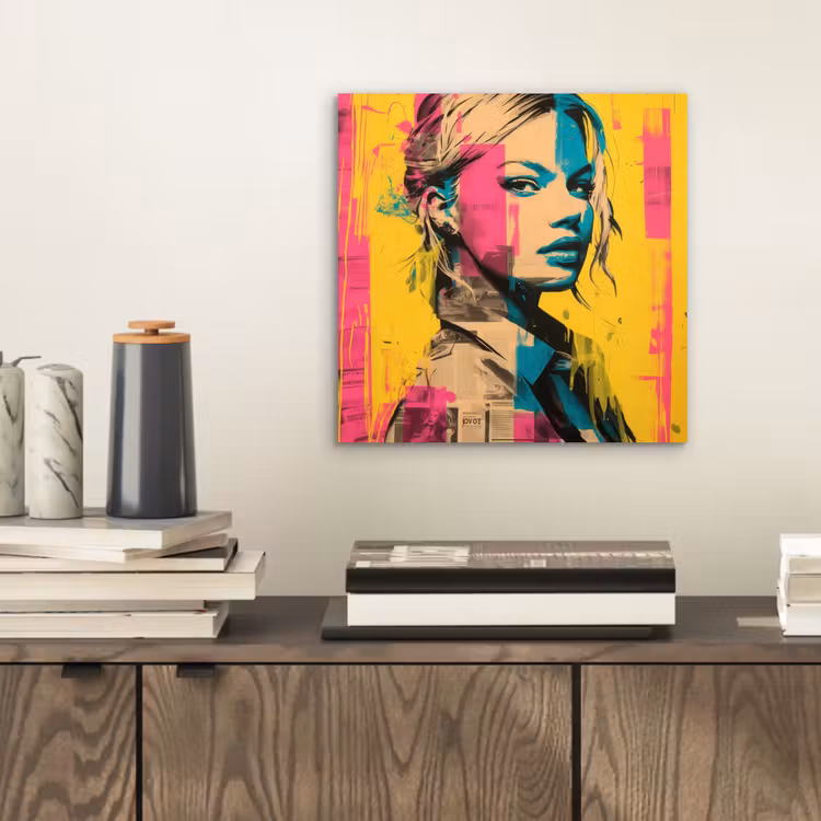 Aluminium schilderij - Vrouw - Verfstrepen - Gekleurd — 2
