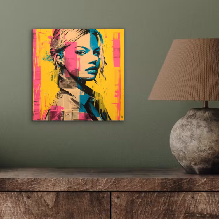 Aluminium schilderij - Vrouw - Verfstrepen - Gekleurd — 3